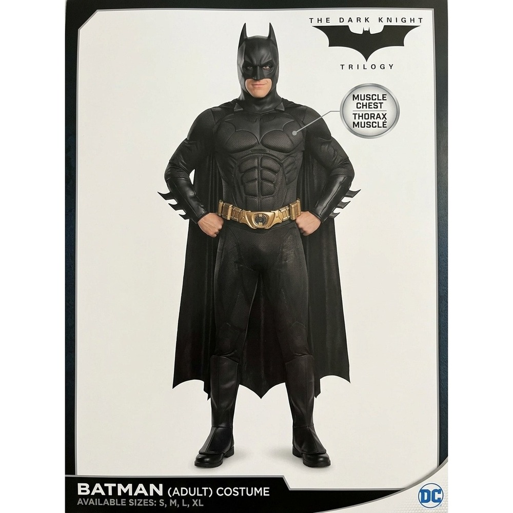 Batman The Dark Knight Trilogy Costume Men Muscle Chest Adult Costume Rubies L